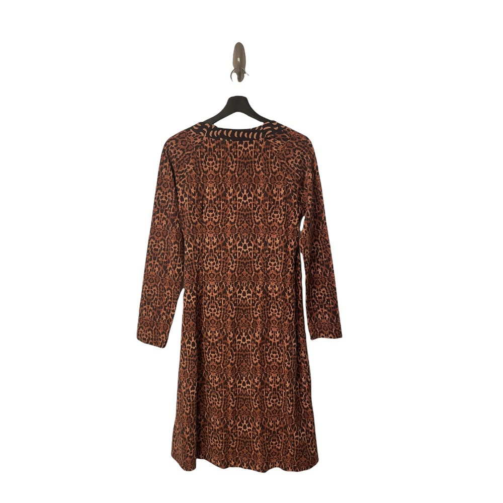 NEW Soft Surroundings Animal Print Safari Surplice Fixed Wrap Dress Medium - Picture 2 of 4